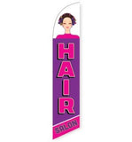 15' Hair Salon Purple Feather Flag with custom printed graphics