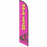 15' Hair Salon Pink Feather Flag with custom printed logo