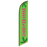 15' Happy Holidays Green Feather Flag printed to your specs