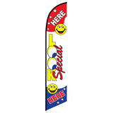 15' Here Look Special Feather Flag with custom printed logo