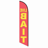 15' Live Bait Feather Flag custom printed with company logo