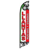 15' Llantas Nuevas Y Usados Feather Flag printed in full color