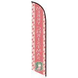 15' Merry Christmas Red Feather Flag printed with custom graphics