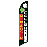 15' New And Used Cellphones Feather Flag with custom printed logo