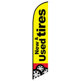 15' New And Used Tires Feather Flag with custom printed graphics