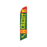 15' No Credit Ok (Green) Feather Flag with your custom brand