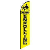 15' Now Enrolling Yellow Feather Flag with your custom branding
