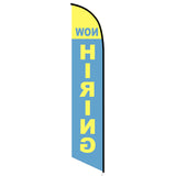 15' Now Hiring Feather Flag printed with custom graphics