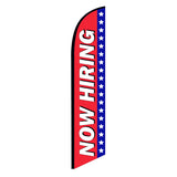 15' Now Hiring Feather Flag Patriotic with custom printed graphics