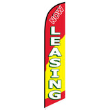 15' Now Leasing Feather Flag printed in full color