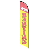 15' Now Renting Yellow Feather Flag custom printed with company logo