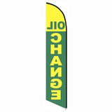 15' Oil Change Green And Yellow Feather Flag printed with custom graphics