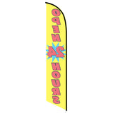 15' Open 24 Hours (Yellow) Feather Flag with personalized logo