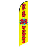 15' Open 24 Hours (Yellow) Feather Flag with personalized logo