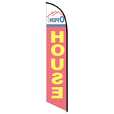 15' Open House Red Feather Flag with custom printed graphics