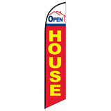 15' Open House Red Feather Flag with custom printed graphics