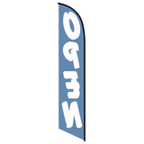 15' Open (Blue & White) Feather Flag with custom printed graphics