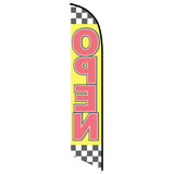 15' Open (Checkered) Feather Flag printed with custom graphics