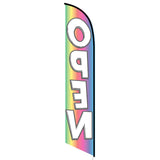 15' Open (Rainbow) Feather Flag with your custom brand
