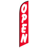 15' Open (Red And White) Feather Flag printed in full color