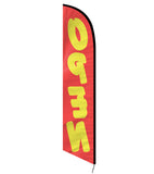 15' Open (Red And Yellow) Feather Flag custom printed with company logo