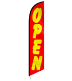 15' Open (Red And Yellow) Feather Flag custom printed with company logo