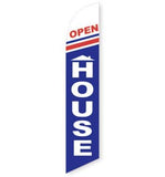 15' Open House (Blue) Feather Flag printed with your custom graphics