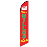 15' Pague Billes Aqui Feather Flag printed with custom graphics