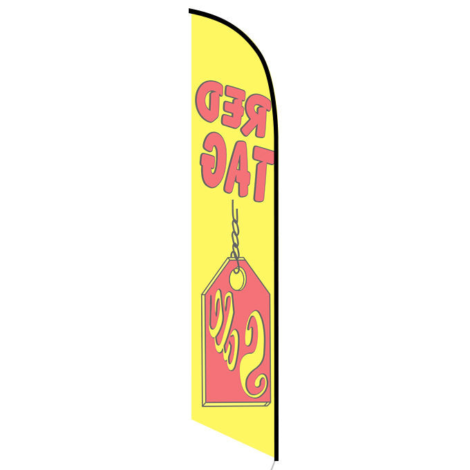 15' Red Tag Sale Feather Flag custom printed with company logo