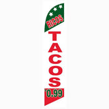 15' Ricos Tacos 99 Cents Feather Flag with custom printed graphics