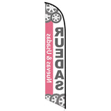 15' Ruedas Nuevas & Usadas Feather Flag printed with custom graphics