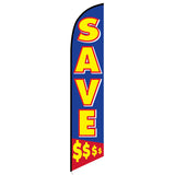 15' Save Money $$$$ Feather Flag with your custom brand