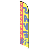 15' Save Money Here Feather Flag printed to your specs