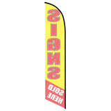 15' Signs Sold Here Feather Flag printed with custom graphics