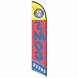 15' Smog Check Swooper Flag printed with custom graphics