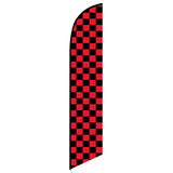 15' Solid Black And Red Checkers Feather Banner Flag personalized with logo
