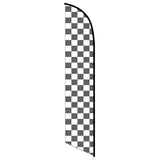 15' Solid Black And White Checkers Feather Banner Flag