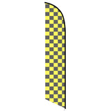 15' Solid Black And Yellow Checkers Feather Banner Flag