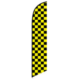 15' Solid Black And Yellow Checkers Feather Banner Flag