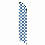 15' Solid Blue And White Checkers Feather Banner Flag
