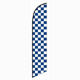 15' Solid Blue And White Checkers Feather Banner Flag
