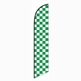 15' Solid Green And White Checkers Feather Banner Flag