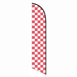 15' Solid Red And White Checkers Feather Banner Flag