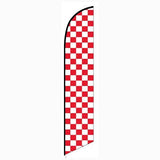 15' Solid Red And White Checkers Feather Banner Flag