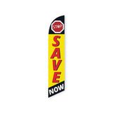 15' Stop Save Now Feather Flag with personalized logo
