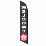 15' Texaco Welcome Black Feather Flag personalized with logo