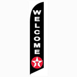 15' Texaco Welcome Black Feather Flag personalized with logo