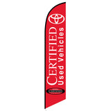 15' Toyota Certified Used Vehicles Feather Flag with custom printed graphics
