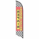 15' Transmission Repair Red Checkered Banner Flag printed with custom graphics