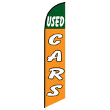 15' Used Cars Orange Feather Flag with your custom brand